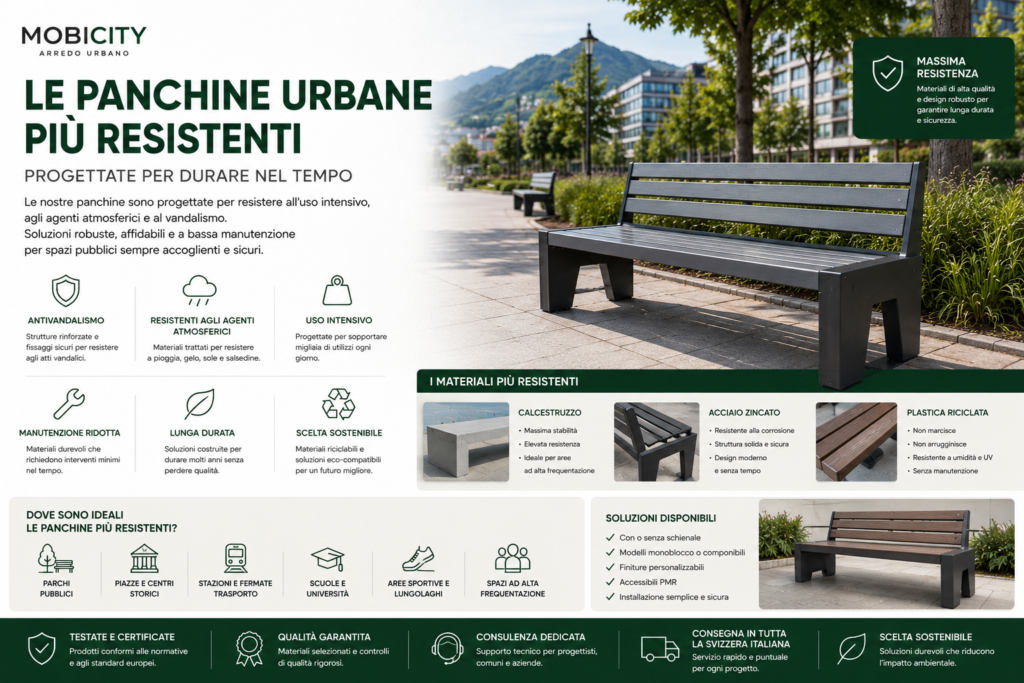 Le panchine urbane più resistenti