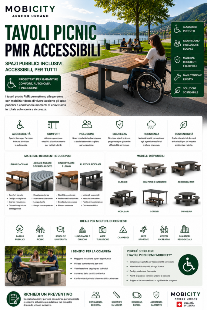 Tavoli picnic PMR accessibili